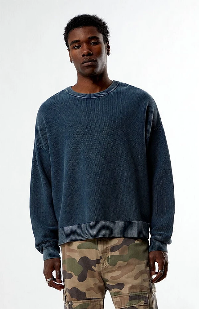 Pacsun Blue Textured Crew Neck Sweater