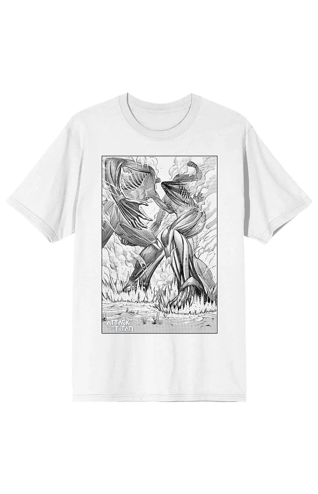 Attack on Titan Art Drawing Two Titans Fighting T-Shirt