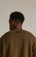 Fear of God Essentials Olive Fleece Crew Neck Sweatshirt