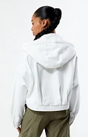 CIRCUS NY Hooded Cropped Denim Jacket