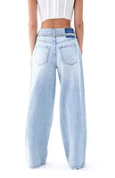 Pacsun Cali Light Indigo Rhinestone Ripped Baggy Boyfriend Jeans
