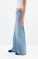 Pacsun Casey Medium Indigo Tie Side Low Rise Baggy Jeans