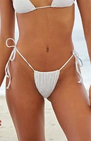 Salero Swim by Pacsun White Polka Dot Tie Side Tanga Bikini Bottom