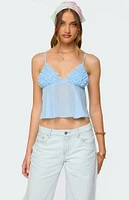 Edikted Ruffle Sheer Chiffon Babydoll Tank Top