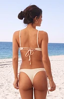ONEONE Ivory Halsey Knit Tie Side Bikini Bottom
