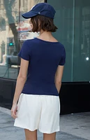 John Galt Navy Zelly Short Sleeve Top