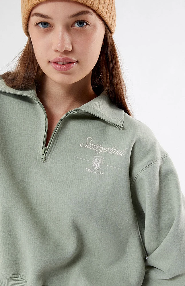 PacSun Switzerland Half Zip Cropped Sweatshirt