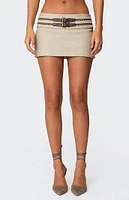 Edikted Double Buckle Faux Leather Mini Skort