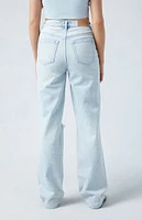 PacSun Eco Light Indigo Ripped Asymmetrical Waistband '90s Boyfriend Jeans