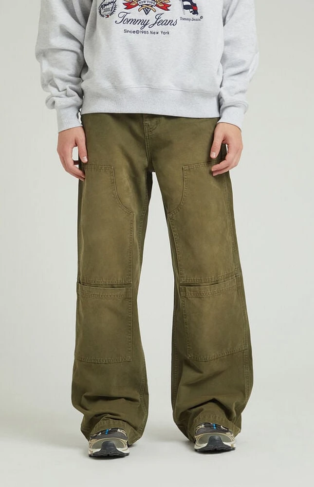 Pacsun Olive Extreme Baggy Cargo Carpenter Jeans