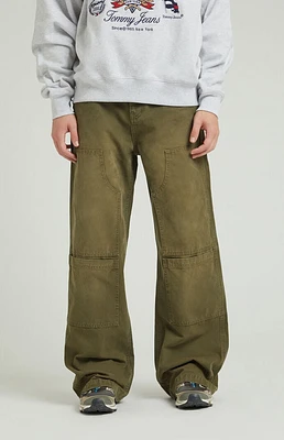 PacSun Olive Extreme Baggy Cargo Carpenter Jeans