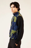 Pacsun Olive Sherpa Print Vest