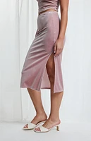 Beverly and Beck Mauve Vienna Velvet Midi Skirt