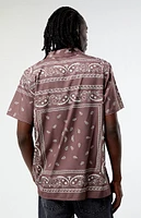 PacSun Satin Brown Paisley Camp Shirt