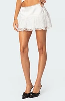 Edikted Lex Satin & Lace Ruffle Mini Skirt