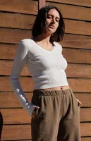 John Galt White Milena V-Neck Sweater