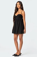 Edikted Bonny Lace Trim Cotton Mini Dress