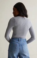 Contour Seamless Notched Neck Long Sleeve Top