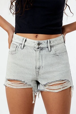 PacSun Eco Light Gray Ripped High Waisted Denim Festival Shorts