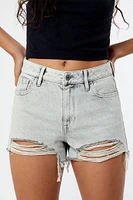 PacSun Eco Light Gray Ripped High Waisted Denim Festival Shorts