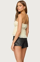 Edikted Seren Ruffle Chiffon Strapless Top