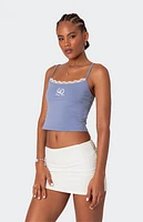 Edikted Lucky Girl Lace Trim Tank Top