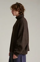 Fear of God Essentials Brown Heavy Waffle Knit Turtleneck Sweater