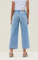 PacSun Medium Indigo Ripped Cropped Wide Leg Jeans