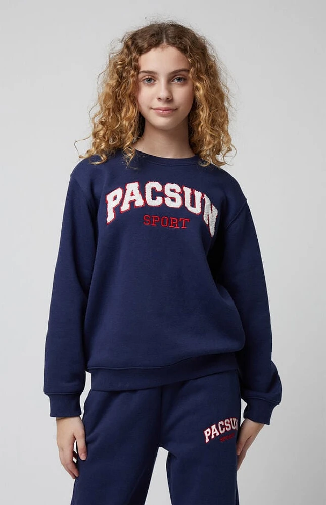 Pacsun Kids Chenille Logo Crew Neck Sweatshirt