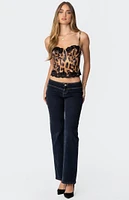 Edikted Lacey Satin Effect Leopard Print Corset