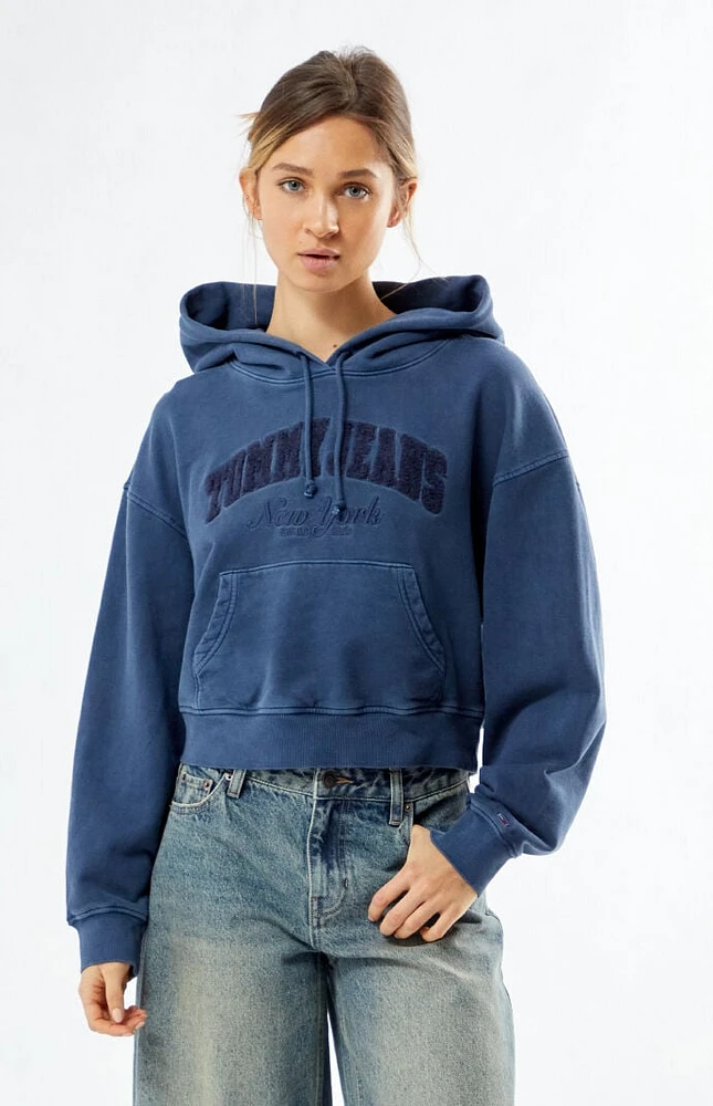 Tommy Jeans Garment Dye Varsity Boxy Cropped Hoodie