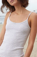 John Galt Light Gray Pointelle Skylar Tank Top