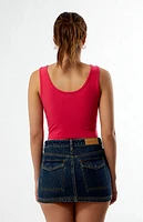 True Religion Crystal Embroidered Raw Cut Cropped Tank Top