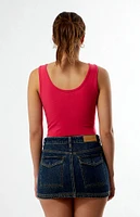 True Religion Crystal Embroidered Raw Cut Cropped Tank Top