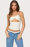Edikted Textured Knit Strapless Cutout Top