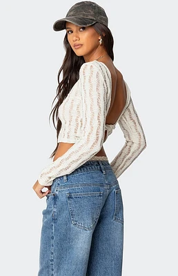 Edikted Twisted Back Textured Knit Top