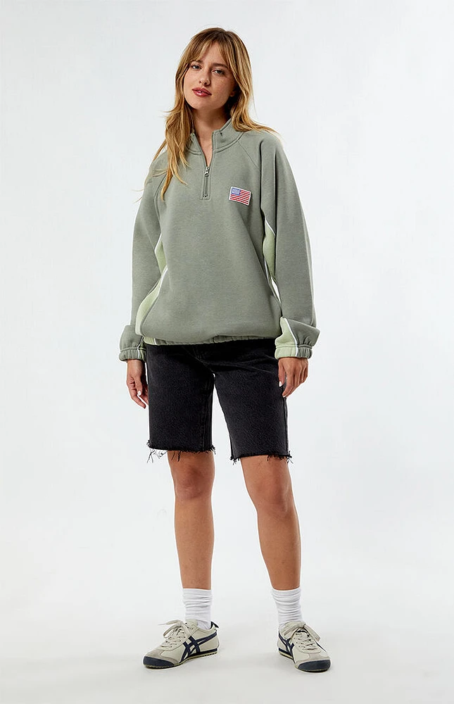 Daisy Street Half Zip Patch Sweatshirt