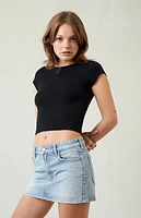 Pacsun Stretch Light Indigo Mid Rise Denim Mini Skirt