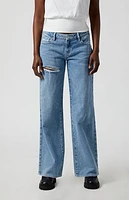Pacsun Medium Indigo Ripped Low Rise Girlfriend Jeans