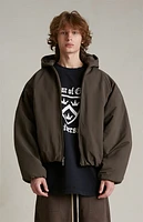 Fear of God Essentials Brown Military Nylon Hooded Bomber Jacket