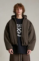 Fear of God Essentials Brown Military Nylon Hooded Bomber Jacket