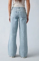 PacSun Light Indigo Lace-Up Low Rise Wide Leg Jeans