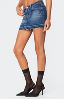 Edikted Contrast Stitch Washed Denim Mini Skirt