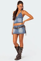Edikted Wanona Denim Halter Top