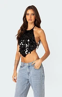 Edikted Caelia Sequin Open Back Top