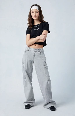 PacSun Eco Light Gray Low Rise Baggy Cargo Jeans
