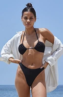 Pacsun Black Ladybug Scrunch Convertible Bikini Top