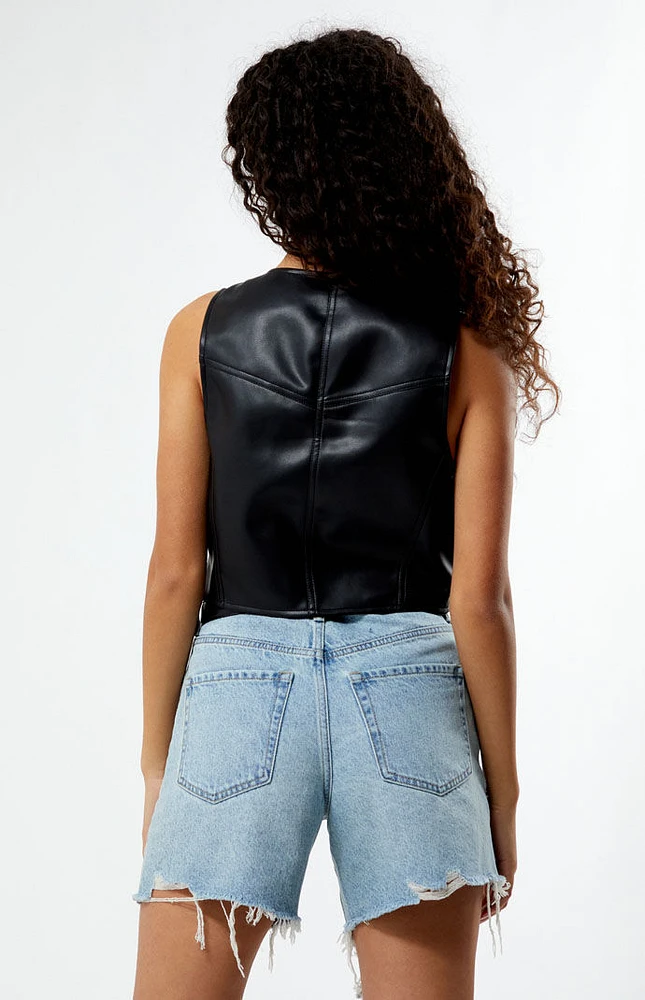 PacSun Faux Leather Tie Front Vest