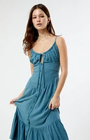 LA Hearts Linen Bustier Midi Dress