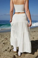 John Galt White & Orange Olive Maxi Skirt